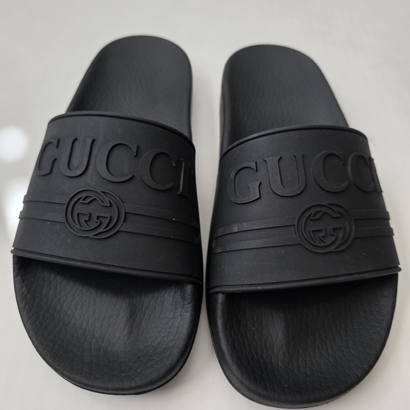 Gucci 525140 37 160 Black Women's Slides Size 37 Used Lake New.